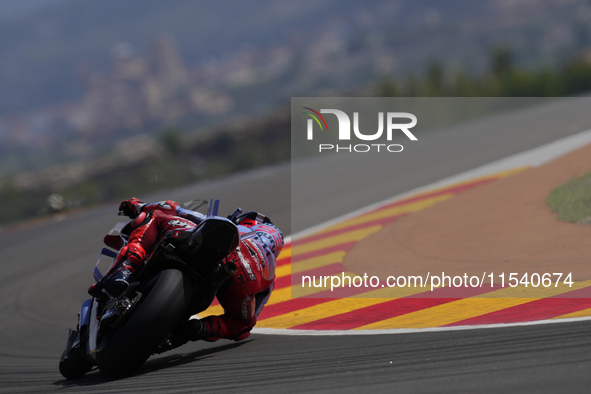 Marc Marquez (93) of Spain and Gresini Racing Moto GP Ducati during the race day of the Gran Premio GoPro de Aragon at Motorland Aragon Circ...