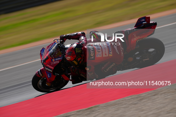 Francesco Pecco Bagnaia (1) of Italy and Ducati Lenovo Team during the race day of the Gran Premio GoPro de Aragon at Motorland Aragon Circu...