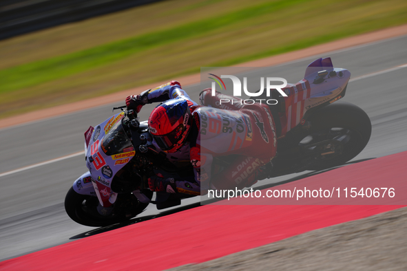 Marc Marquez (93) of Spain and Gresini Racing Moto GP Ducati during the race day of the Gran Premio GoPro de Aragon at Motorland Aragon Circ...