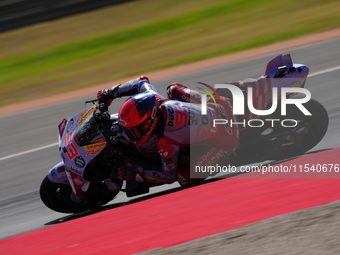 Marc Marquez (93) of Spain and Gresini Racing Moto GP Ducati during the race day of the Gran Premio GoPro de Aragon at Motorland Aragon Circ...