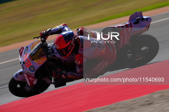 Marc Marquez (93) of Spain and Gresini Racing Moto GP Ducati during the race day of the Gran Premio GoPro de Aragon at Motorland Aragon Circ...