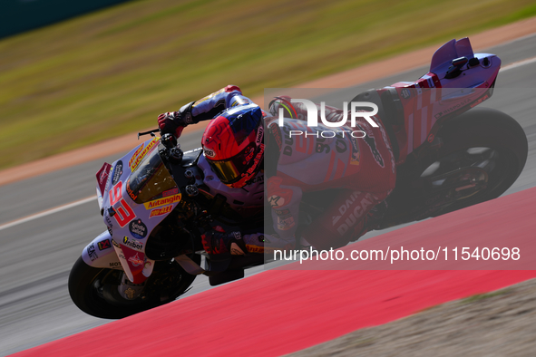 Marc Marquez (93) of Spain and Gresini Racing Moto GP Ducati during the race day of the Gran Premio GoPro de Aragon at Motorland Aragon Circ...