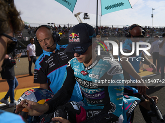 David Alonso (80) of Colombia and CFMoto Gaviota Aspar Team during the race day of the Gran Premio GoPro de Aragon at Motorland Aragon Circu...