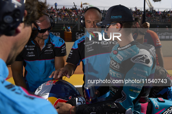 David Alonso (80) of Colombia and CFMoto Gaviota Aspar Team during the race day of the Gran Premio GoPro de Aragon at Motorland Aragon Circu...