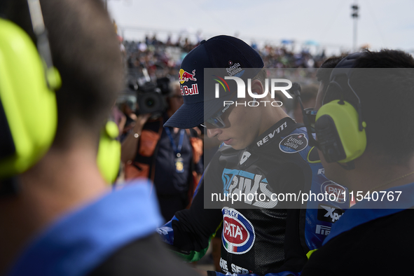 Diogo Moreira (10) of Brazil and of Italy and ltrans Racing Team Kalex during the race day of the Gran Premio GoPro de Aragon at Motorland A...