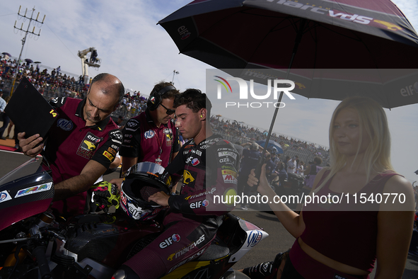 Tony Arbolino (14) of Italy and Elf Marc Vds Racing Team Kalex during the race day of the Gran Premio GoPro de Aragon at Motorland Aragon Ci...