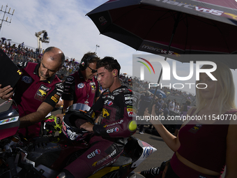 Tony Arbolino (14) of Italy and Elf Marc Vds Racing Team Kalex during the race day of the Gran Premio GoPro de Aragon at Motorland Aragon Ci...