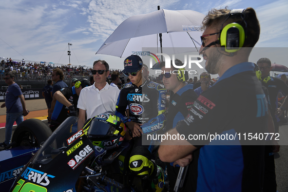 Diogo Moreira (10) of Brazil and of Italy and ltrans Racing Team Kalex during the race day of the Gran Premio GoPro de Aragon at Motorland A...