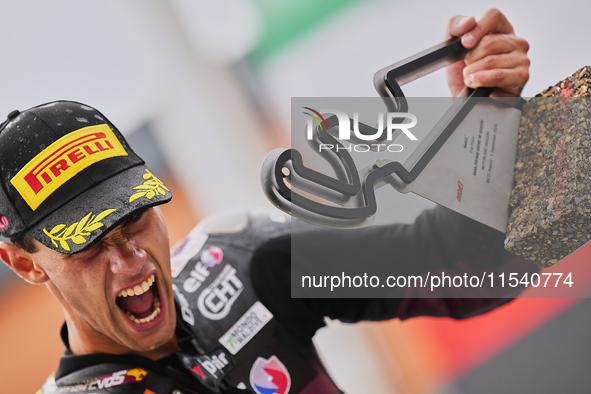 Tony Arbolino (14) of Italy and Elf Marc Vds Racing Team Kalex during the race day of the Gran Premio GoPro de Aragon at Motorland Aragon Ci...