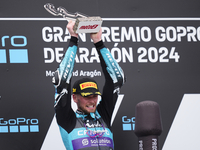 Jake Dixon (96) of Great Britain and Cfmoto Inde Aspar Team Kalex celebrates victory after the race day of the Gran Premio GoPro de Aragon a...