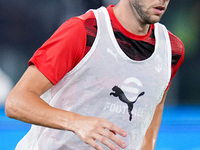 Strahinja Pavlovic of AC Milan looks on during the Serie A Enilive match between SS Lazio and AC Milan at Stadio Olimpico on Aug 31, 2024 in...