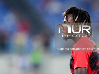 Samuel Chukwueze of AC Milan looks on during the Serie A Enilive match between SS Lazio and AC Milan at Stadio Olimpico on Aug 31, 2024 in R...