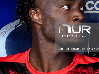 Tammy Abraham of AC Milan looks on during the Serie A Enilive match between SS Lazio and AC Milan at Stadio Olimpico on Aug 31, 2024 in Rome...