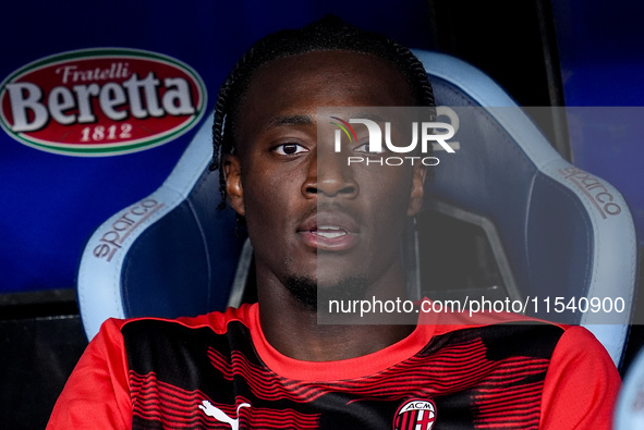 Tammy Abraham of AC Milan looks on during the Serie A Enilive match between SS Lazio and AC Milan at Stadio Olimpico on Aug 31, 2024 in Rome...