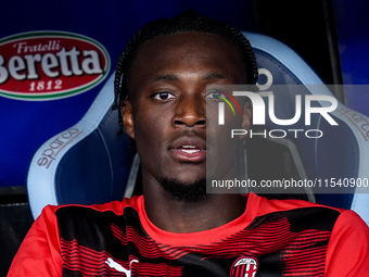 Tammy Abraham of AC Milan looks on during the Serie A Enilive match between SS Lazio and AC Milan at Stadio Olimpico on Aug 31, 2024 in Rome...