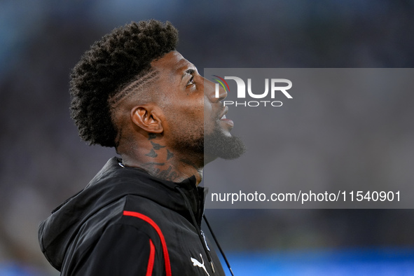 Emerson Royal of AC Milan looks on during the Serie A Enilive match between SS Lazio and AC Milan at Stadio Olimpico on Aug 31, 2024 in Rome...