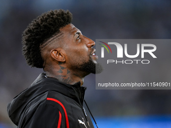 Emerson Royal of AC Milan looks on during the Serie A Enilive match between SS Lazio and AC Milan at Stadio Olimpico on Aug 31, 2024 in Rome...