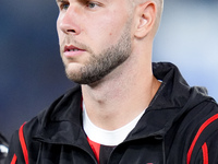 Strahinja Pavlovic of AC Milan looks on during the Serie A Enilive match between SS Lazio and AC Milan at Stadio Olimpico on Aug 31, 2024 in...