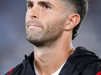 Christian Pulisic of AC Milan looks on during the Serie A Enilive match between SS Lazio and AC Milan at Stadio Olimpico on Aug 31, 2024 in...