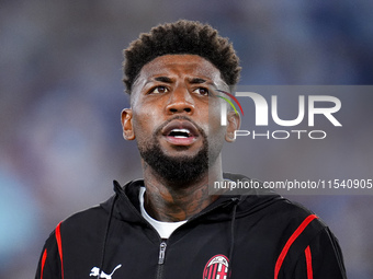 Emerson Royal of AC Milan looks on during the Serie A Enilive match between SS Lazio and AC Milan at Stadio Olimpico on Aug 31, 2024 in Rome...