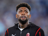 Emerson Royal of AC Milan looks on during the Serie A Enilive match between SS Lazio and AC Milan at Stadio Olimpico on Aug 31, 2024 in Rome...