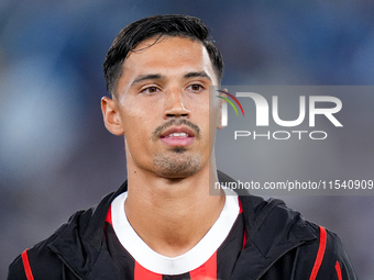 Tijjani Reijnders of AC Milan looks on during the Serie A Enilive match between SS Lazio and AC Milan at Stadio Olimpico on Aug 31, 2024 in...