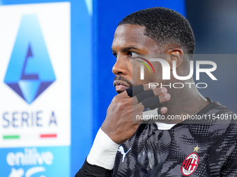 Mike Maignan of AC Milan looks on during the Serie A Enilive match between SS Lazio and AC Milan at Stadio Olimpico on Aug 31, 2024 in Rome,...