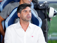 Paulo Fonseca head coach of AC Milan looks on during the Serie A Enilive match between SS Lazio and AC Milan at Stadio Olimpico on Aug 31, 2...