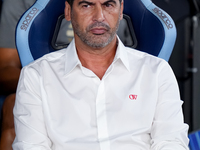 Paulo Fonseca head coach of AC Milan looks on during the Serie A Enilive match between SS Lazio and AC Milan at Stadio Olimpico on Aug 31, 2...