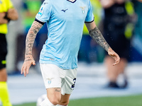 Manuel Lazzari of SS Lazio in action during the Serie A Enilive match between SS Lazio and AC Milan at Stadio Olimpico on Aug 31, 2024 in Ro...