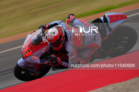 Manuel Gonzalez (18) of Spain and Qjmotor Gresini Moto2 Kalex during the race day of the Gran Premio GoPro de Aragon at Motorland Aragon Cir...