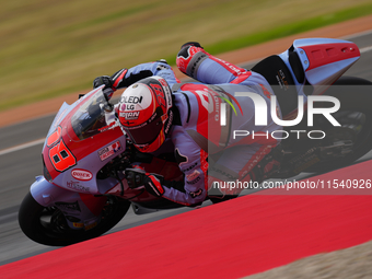 Manuel Gonzalez (18) of Spain and Qjmotor Gresini Moto2 Kalex during the race day of the Gran Premio GoPro de Aragon at Motorland Aragon Cir...