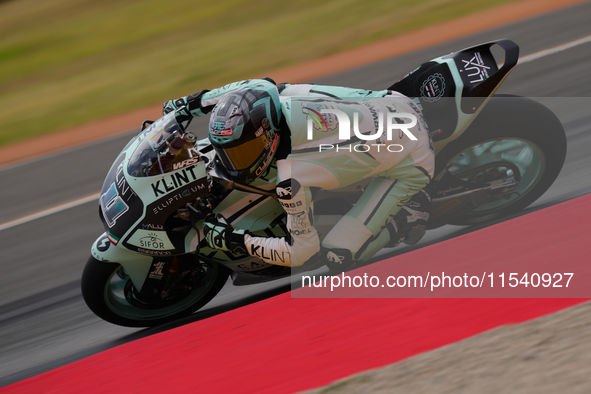 Alex Escrig (11) of Spain and Klint Forward Factory Team Forward during the race day of the Gran Premio GoPro de Aragon at Motorland Aragon...