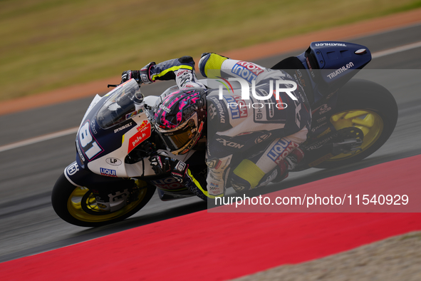 Senna Agius (81) of Austria and Liqui Moly Husqvarna Intact GP Kalex during the race day of the Gran Premio GoPro de Aragon at Motorland Ara...