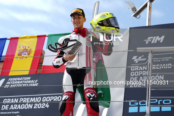 Luca Lunetta (58) of Italy and Sic58 Squadra Corse Honda during the race day of the Gran Premio GoPro de Aragon at Motorland Aragon Circuit...