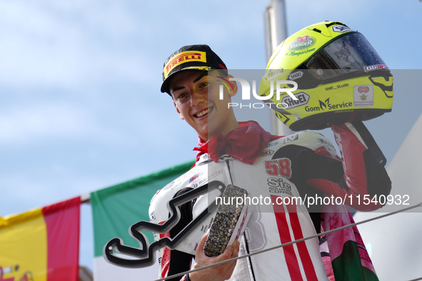 Luca Lunetta (58) of Italy and Sic58 Squadra Corse Honda during the race day of the Gran Premio GoPro de Aragon at Motorland Aragon Circuit...