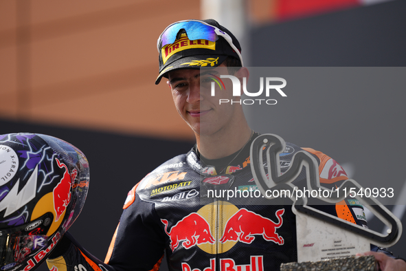 Jose Antonio Rueda (99) of Spain and Red Bull KTM Ajo KTM during the race day of the Gran Premio GoPro de Aragon at Motorland Aragon Circuit...