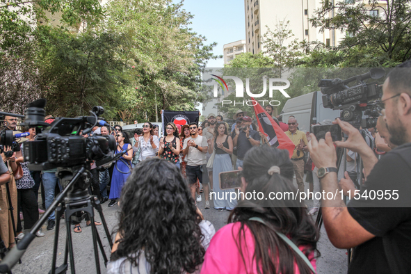 Demonstrators shout slogans as they attend a demonstration staged by human rights activists, women's rights organizations, and civil society...