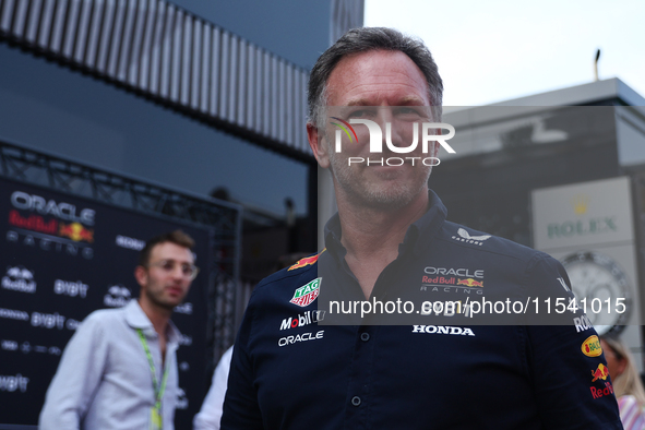 Christian Horner before the Formula 1 Italian Grand Prix at Autodromo Nazionale di Monza in Monza, Italy on September 1, 2024. 