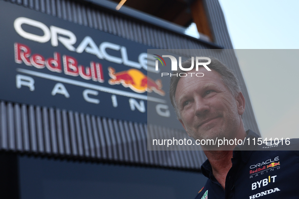 Christian Horner before the Formula 1 Italian Grand Prix at Autodromo Nazionale di Monza in Monza, Italy on September 1, 2024. 