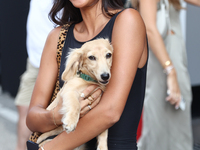 Alexandra Saint Mleux with dog Leo before the Formula 1 Italian Grand Prix at Autodromo Nazionale di Monza in Monza, Italy on September 1, 2...