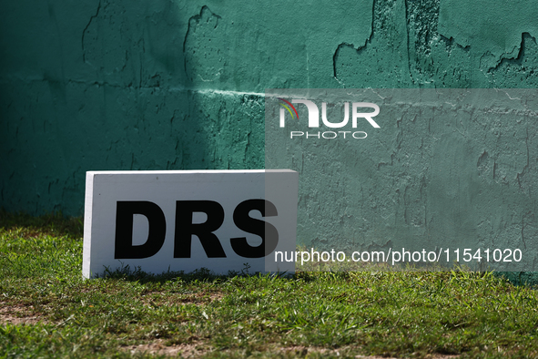 DRS sign is seen before the Formula 1 Italian Grand Prix at Autodromo Nazionale di Monza in Monza, Italy on September 1, 2024. 