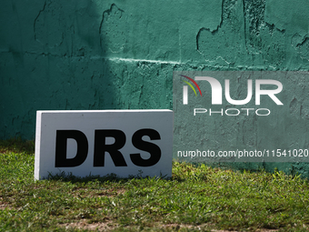 DRS sign is seen before the Formula 1 Italian Grand Prix at Autodromo Nazionale di Monza in Monza, Italy on September 1, 2024. (