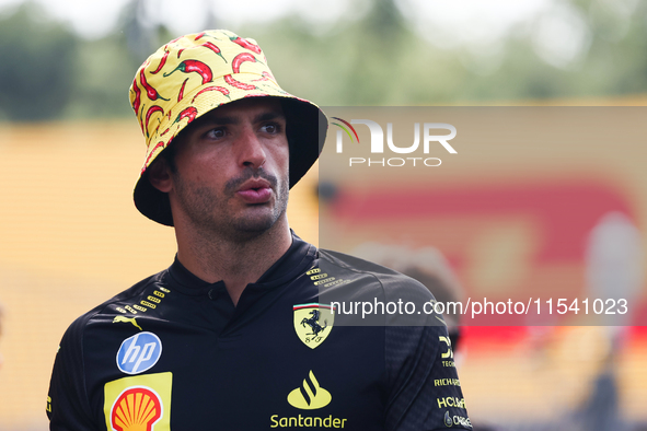 Carlos Sainz of Ferrari before the Formula 1 Italian Grand Prix at Autodromo Nazionale di Monza in Monza, Italy on September 1, 2024. 