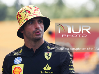 Carlos Sainz of Ferrari before the Formula 1 Italian Grand Prix at Autodromo Nazionale di Monza in Monza, Italy on September 1, 2024. (