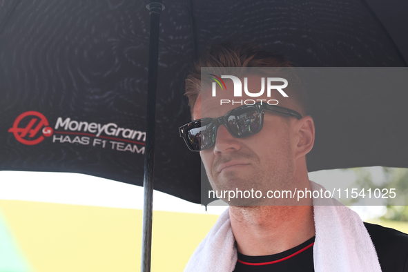 Nico Hulkenberg of Haas before the Formula 1 Italian Grand Prix at Autodromo Nazionale di Monza in Monza, Italy on September 1, 2024. 