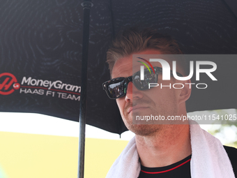 Nico Hulkenberg of Haas before the Formula 1 Italian Grand Prix at Autodromo Nazionale di Monza in Monza, Italy on September 1, 2024. (