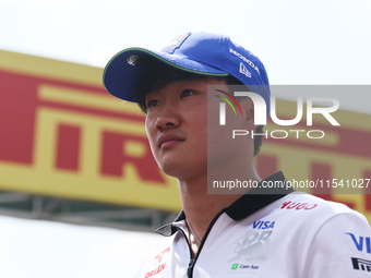 Yuki Tsunoda of RB before the Formula 1 Italian Grand Prix at Autodromo Nazionale di Monza in Monza, Italy on September 1, 2024. (