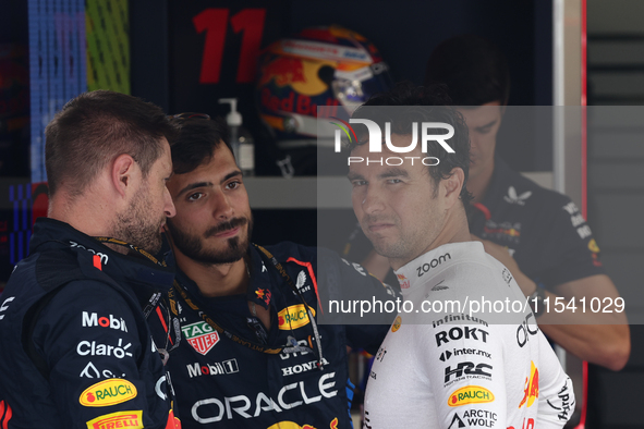 Sergio Perez of Red Bull Racing before the Formula 1 Italian Grand Prix at Autodromo Nazionale di Monza in Monza, Italy on September 1, 2024...