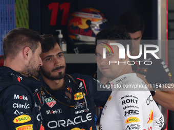 Sergio Perez of Red Bull Racing before the Formula 1 Italian Grand Prix at Autodromo Nazionale di Monza in Monza, Italy on September 1, 2024...